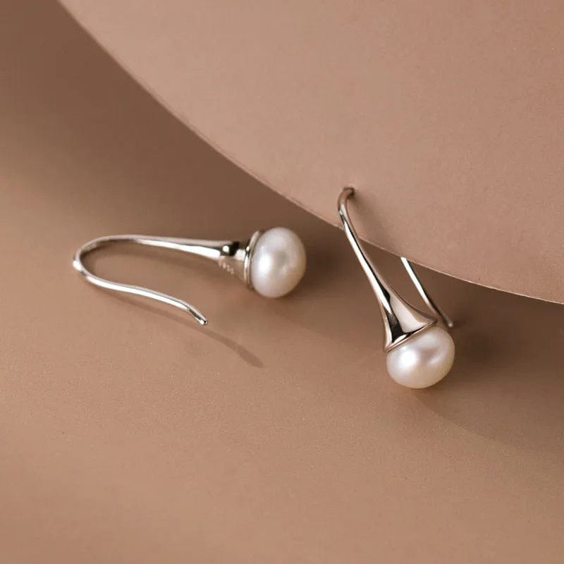 YB-A4417 silver Real 925 Sterling Silver Fashion Short Freshwater Pearl Drop Earrings For Women Party Fine Jewelry