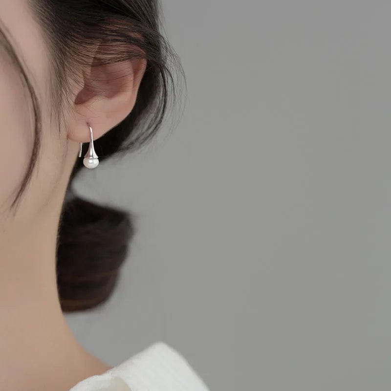 YB-A4417 silver Real 925 Sterling Silver Fashion Short Freshwater Pearl Drop Earrings For Women Party Fine Jewelry