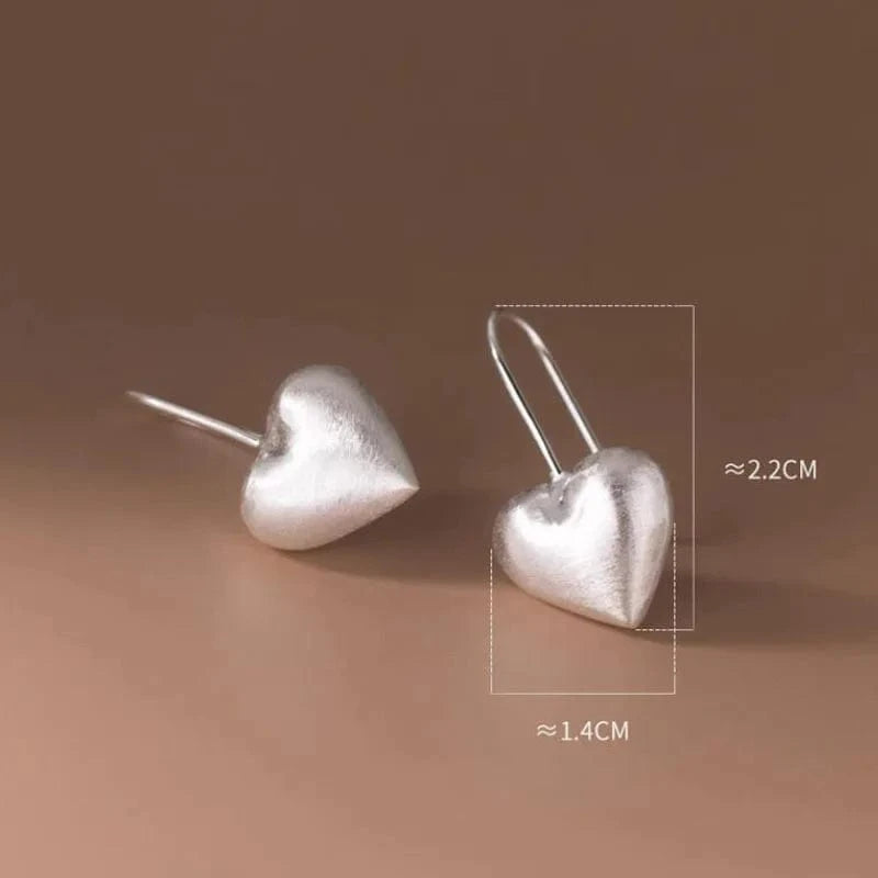 YB-A4423 silver Special Workmanship Brushed Big Heart Drop Earrings 925 Sterling Silver Women Party Fine Jewelry Gifts