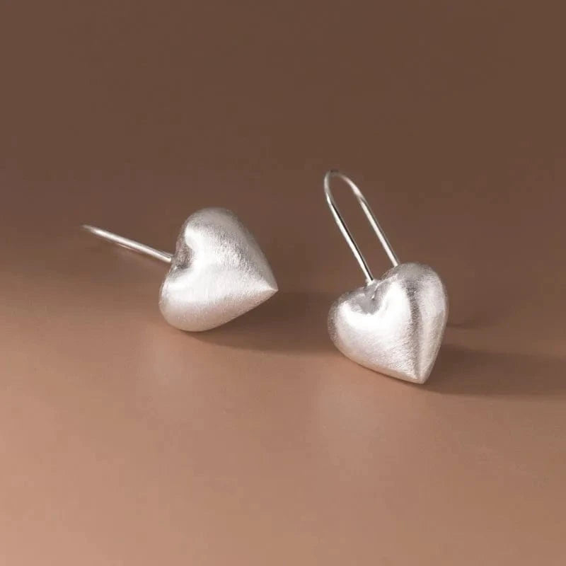 YB-A4423 silver Special Workmanship Brushed Big Heart Drop Earrings 925 Sterling Silver Women Party Fine Jewelry Gifts