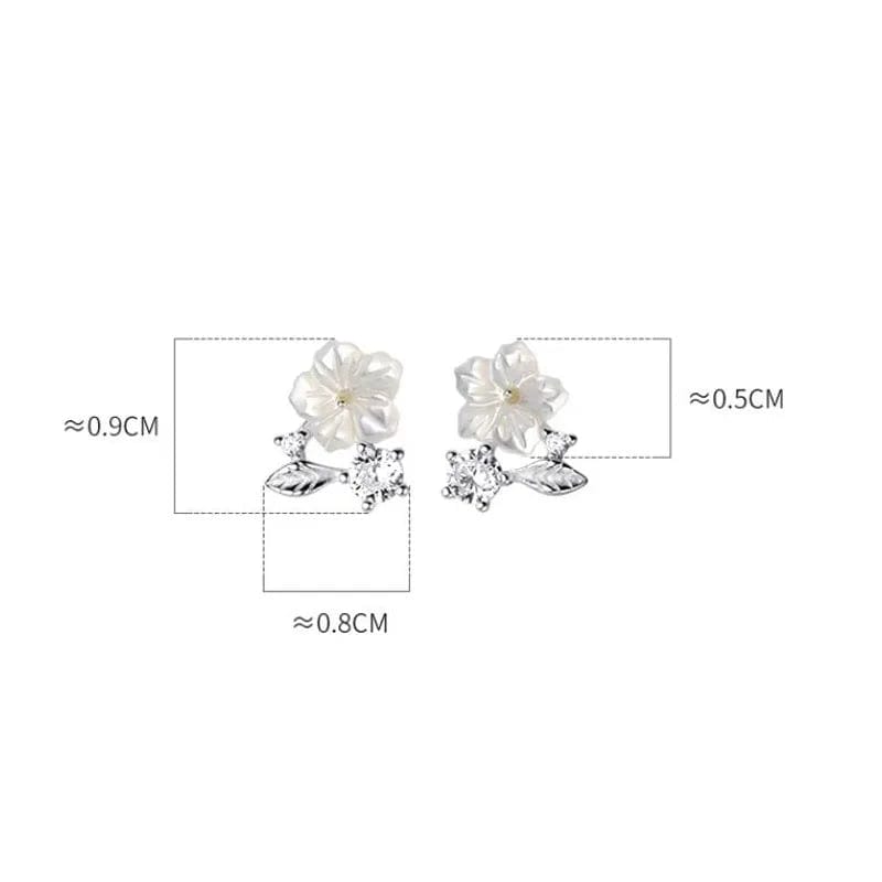 YB-A4460 Silver New Wholesale Shell Flower Leaves Zircon Stud Earrings 925 Sterling Silver Girls Wedding Jewelry Gifts