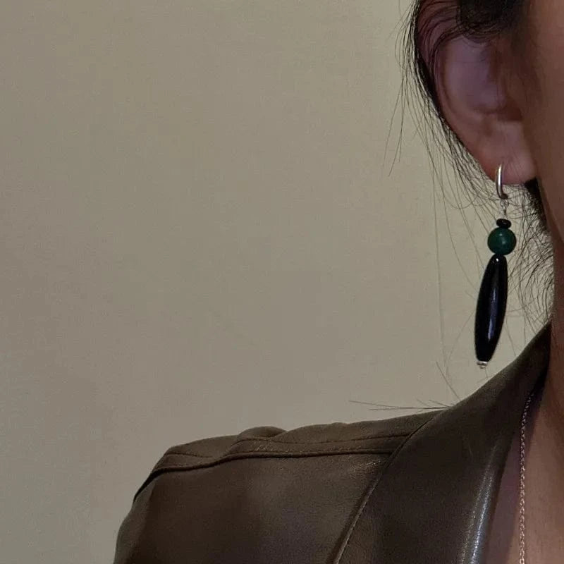 YB-A4594 Silver Vintage 925 Sterling Silver Big Chunky Statement Agate Drop Earrings For Girls Women Fine Jewelry