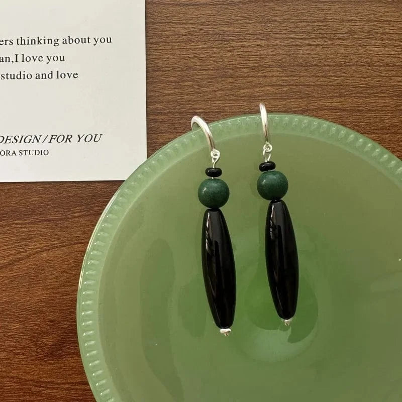 YB-A4594 Silver Vintage 925 Sterling Silver Big Chunky Statement Agate Drop Earrings For Girls Women Fine Jewelry