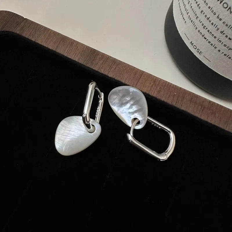 YB-A5025 Silver Geometric Luxury High Quality Shell Wedding Clip Earrings Wholesale 925 Sterling Silver Fine Jewelry