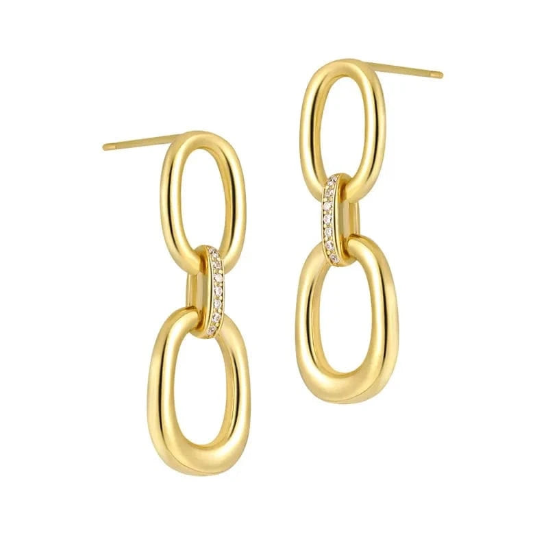 YB-A5034 Gold Fashion New 925 Sterling Silver Oval Round Long CZ Zircon Stud Earrings For Girls Party Gifts Jewelry