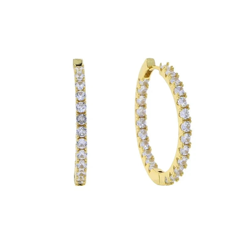 YE11-Gold 5A Cubic Zirconia Silver Gold Rose Gold Plated 3 Colors Fashion Women Jewelry CZ Full Diamond 35mm Huggie Hoop Earrings