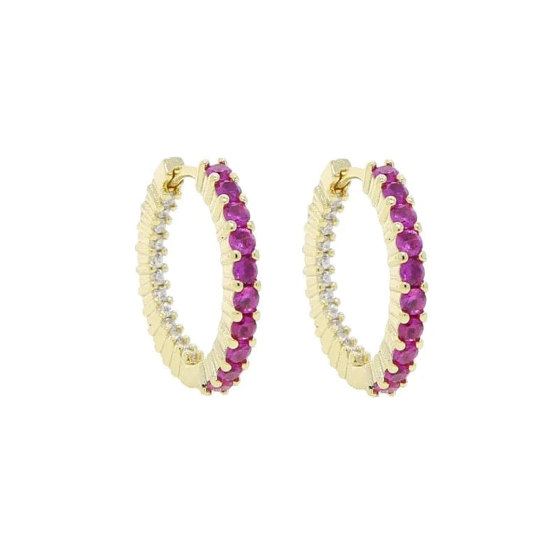 YE19-G-Rosy 20mm White Yellow Rosy Black Round Diamond Zircon 20MM 40MM Small Big Huggie Hoop Earrings 5A CZ  Women Party Wedding Jewelry