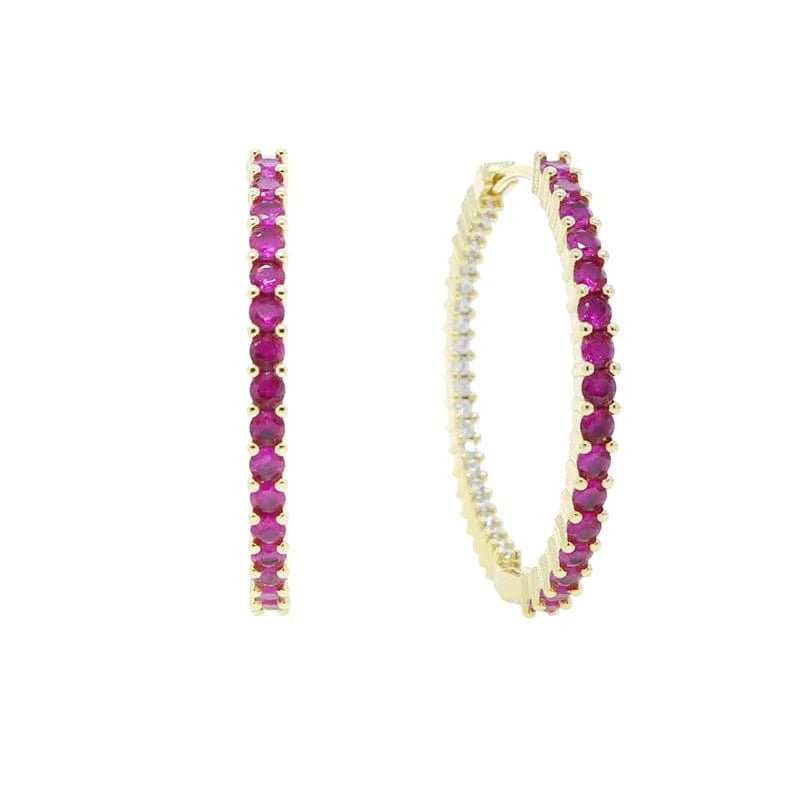 YE19-G-Rosy 40mm White Yellow Rosy Black Round Diamond Zircon 20MM 40MM Small Big Huggie Hoop Earrings 5A CZ  Women Party Wedding Jewelry