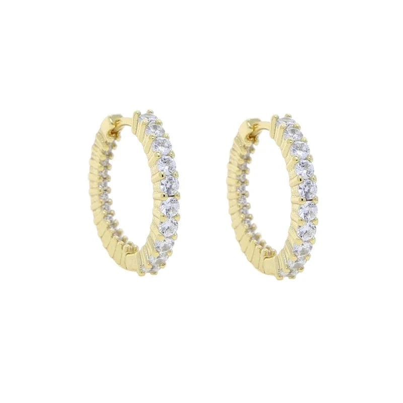 YE19-G-White 20mm White Yellow Rosy Black Round Diamond Zircon 20MM 40MM Small Big Huggie Hoop Earrings 5A CZ  Women Party Wedding Jewelry