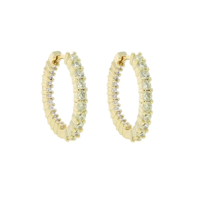 YE19-G-Yellow 20mm White Yellow Rosy Black Round Diamond Zircon 20MM 40MM Small Big Huggie Hoop Earrings 5A CZ  Women Party Wedding Jewelry