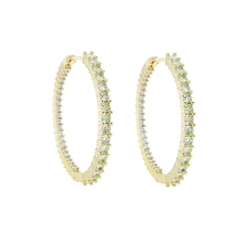 YE19-G-Yellow 40mm White Yellow Rosy Black Round Diamond Zircon 20MM 40MM Small Big Huggie Hoop Earrings 5A CZ  Women Party Wedding Jewelry