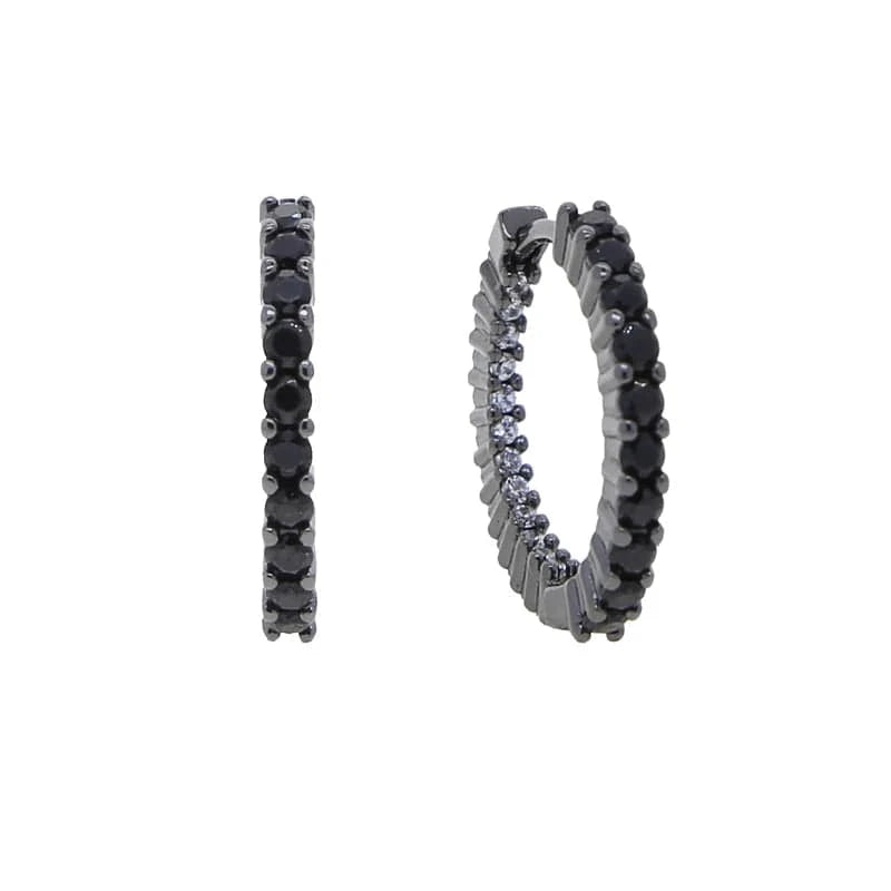 YE19-P-Black 20mm White Yellow Rosy Black Round Diamond Zircon 20MM 40MM Small Big Huggie Hoop Earrings 5A CZ  Women Party Wedding Jewelry