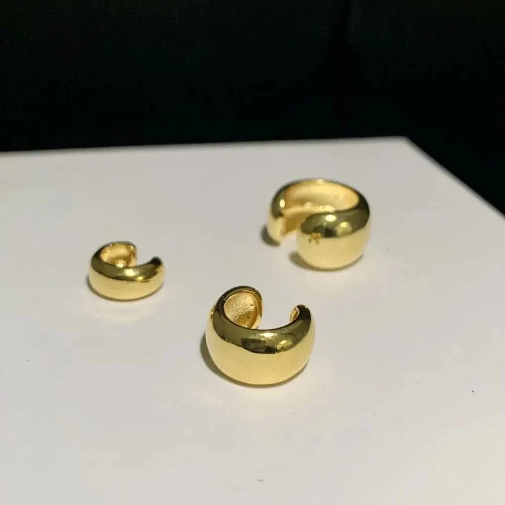 YE36-Gold Set Fashion Non Pierced Gold Cuff Earring Jewelry Women 18K Gold Plated No Piercing Ear Hole Cuff Clip On Earrings