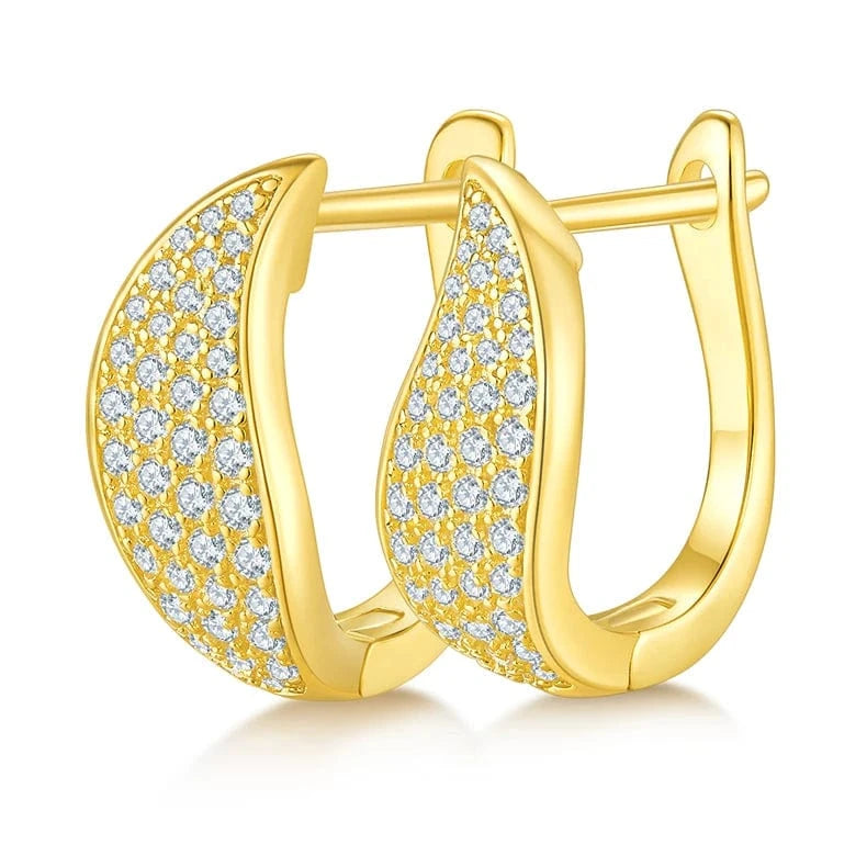 Yellow Gold Plated Fully paved vvs moissanite huggie earrings women 925 silver white/rose/yellow gold plated hip hop earrings moissanite jewelry