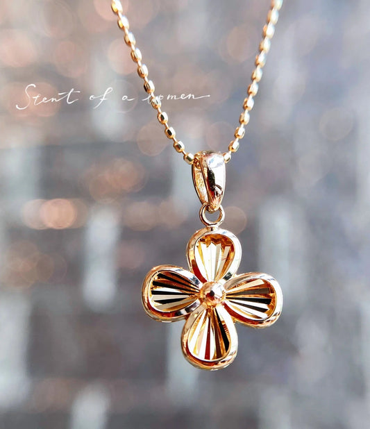 Yellow NINE'S Fashion 18k Real Gold Necklace Jewelry Four-Leaf Clover Pendant Necklace Jewelry Lucky Necklaces For Girl Gift