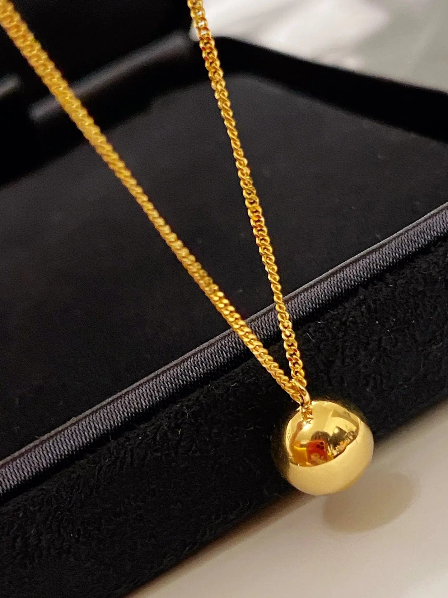 Yellow NINE'S INS Fashion Simple Design 18K Gold Single Bead Necklace Cheap Price 18K Real Gold Curb Chain Necklace Women Jewelry