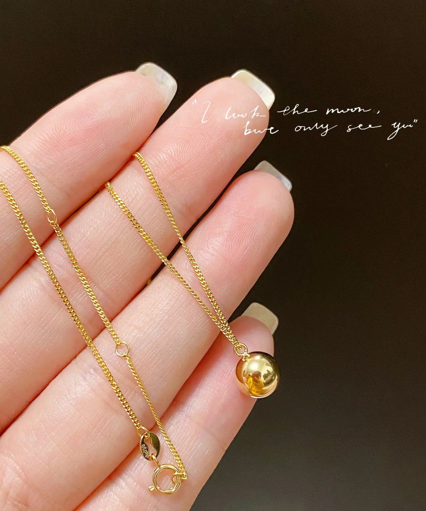 Yellow NINE'S INS Fashion Simple Design 18K Gold Single Bead Necklace Cheap Price 18K Real Gold Curb Chain Necklace Women Jewelry