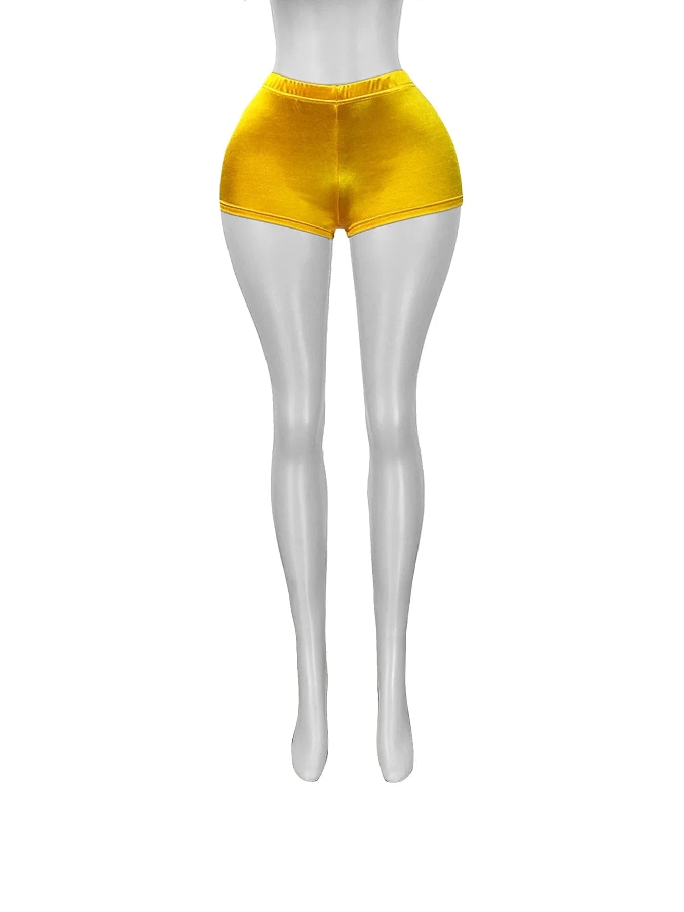 yellow shorts / XXL FAGADOER Y2k Sexy Bodycon Shorts for Woman Solid Color High Waist Elasticity Shorts Female Streetwear Bottoms 2025 Summer New