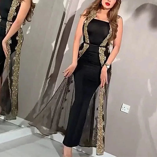 YILIMI Women shinnie Solid black Gown Christmas Birthday Celebrity Outfits Sexy Women Slit Draped Evening Dress