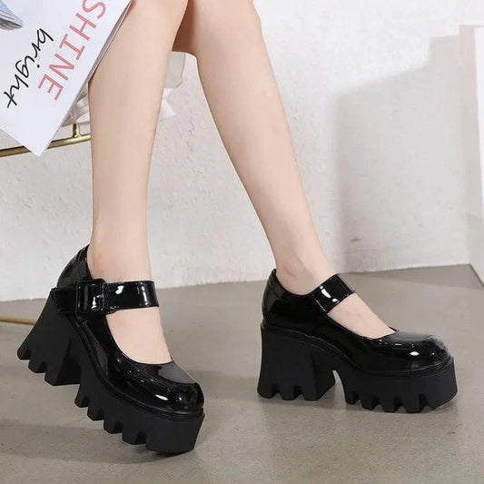 YiXin Mary Jane Shoes 2023 New Design Black Super High Thick Heel Shoes For Women Top Quality Cost Effective Mary Janes Shoes