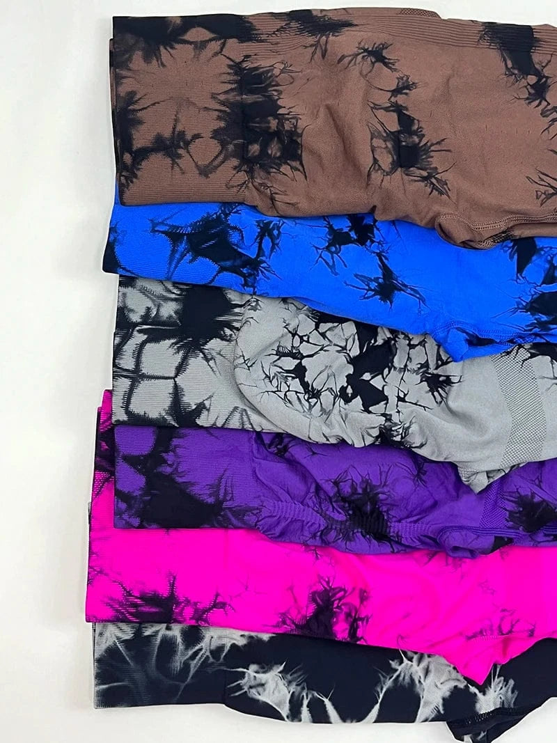 YIYI New Tie Dye Seamless High Waisted Workout Gym Fitness Leggings for Women Scrunch Butt Lifting Yoga Gym Athletic Pants