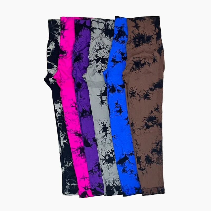 YIYI New Tie Dye Seamless High Waisted Workout Gym Fitness Leggings for Women Scrunch Butt Lifting Yoga Gym Athletic Pants