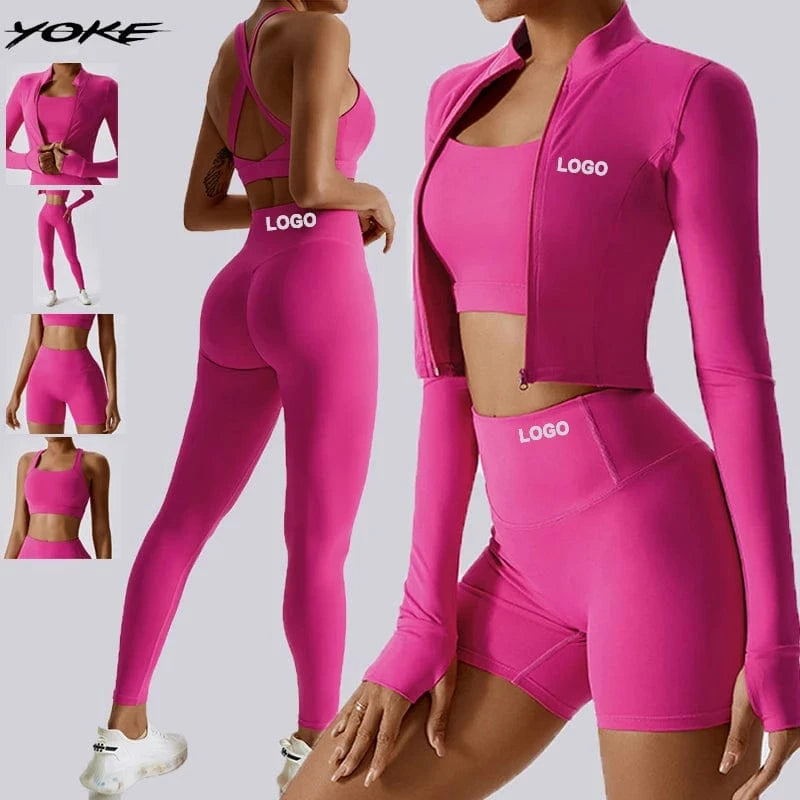 YOKE 2024 New Arrive Wholesale Gym Fitness Long Sleeve Jacket Leggings Sports Suits Women Gym Set Women