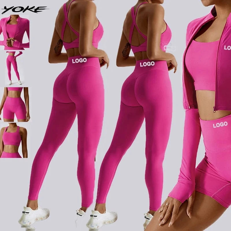 YOKE 2024 New Arrive Wholesale Gym Fitness Long Sleeve Jacket Leggings Sports Suits Women Gym Set Women