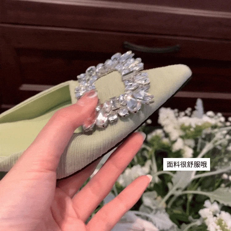 YQY012 Top Quality Luxury Rhinestone Square Button Low Heel 3cm High Heels Sandals For Women And Ladies Sandals