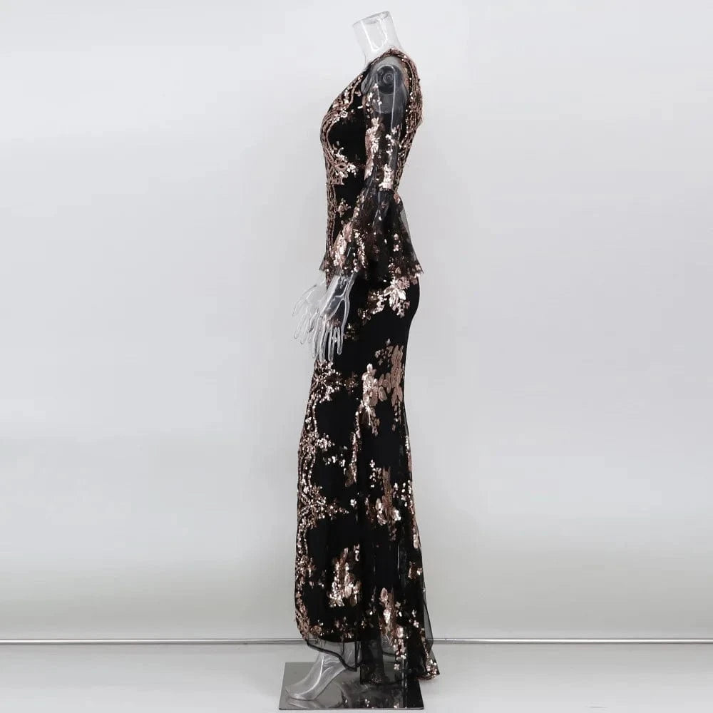 YQY19055 Dropshipping Luxury Backless V-neck Sequin Slit Party Dress Formal Dresses Evening Elegant Summer Prom Dresses 2022