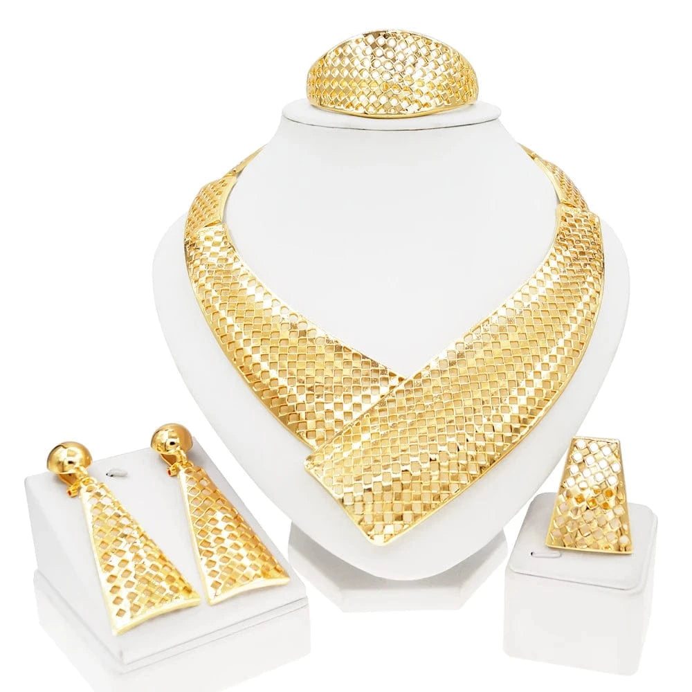 Yulaili New Design 24k Fashion party jewelry sets italian gold big simple wedding jewelry for bridal wholesale