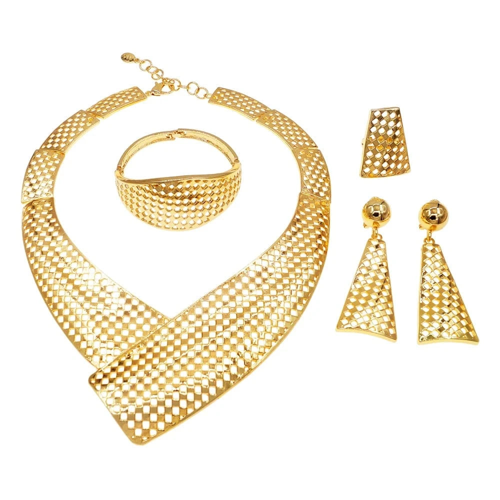 Yulaili New Design 24k Fashion party jewelry sets italian gold big simple wedding jewelry for bridal wholesale