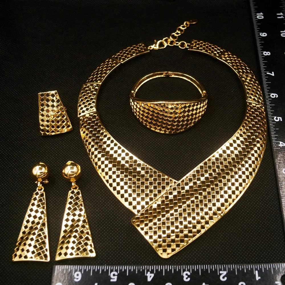 Yulaili New Design 24k Fashion party jewelry sets italian gold big simple wedding jewelry for bridal wholesale