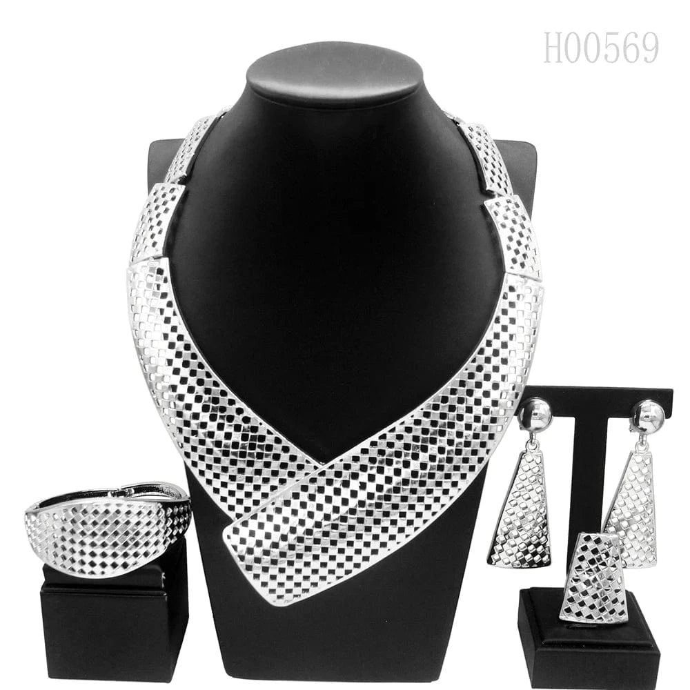 Yulaili New Design 24k Fashion party jewelry sets italian gold big simple wedding jewelry for bridal wholesale