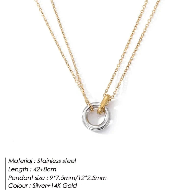 YX36972-two-color eManco Stainless Steel Two Color Crossing Circle Pendant Necklaces for Women Chokers Trend Fashion Festival Party Gift Jewelry