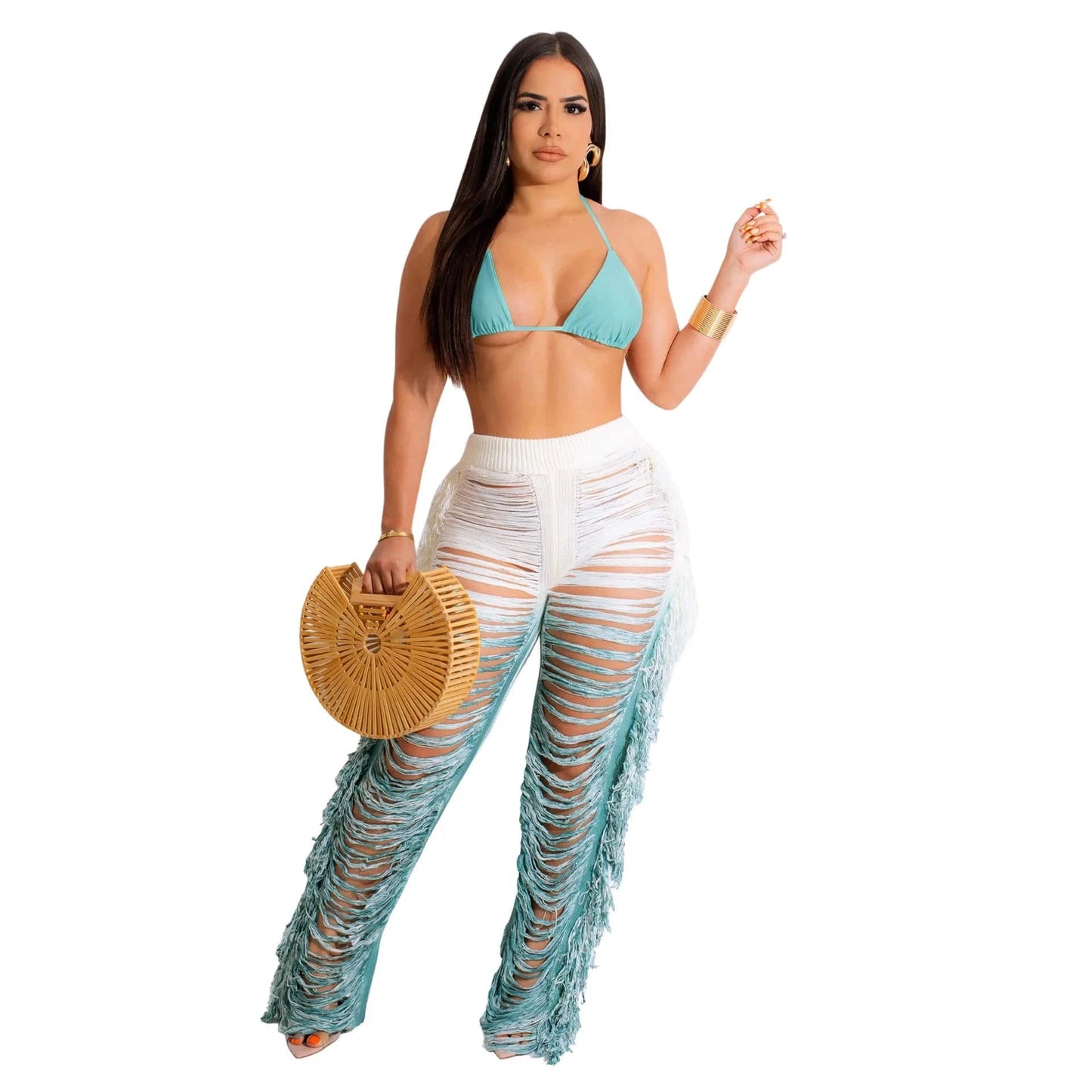 Z0266 Hot selling summer 2024  two piece women clothing sportswear crop top bathing suits for women crochet swimwear beachwear