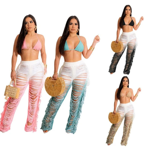 Z0266 Hot selling summer 2024  two piece women clothing sportswear crop top bathing suits for women crochet swimwear beachwear