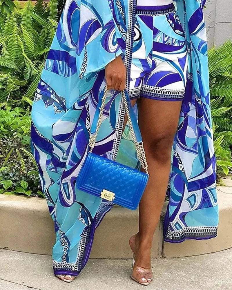 Z104608 2023 summer 2 piece set women tops two piece pants Plus Size Women's Sets women pants 2 piece sets kimono