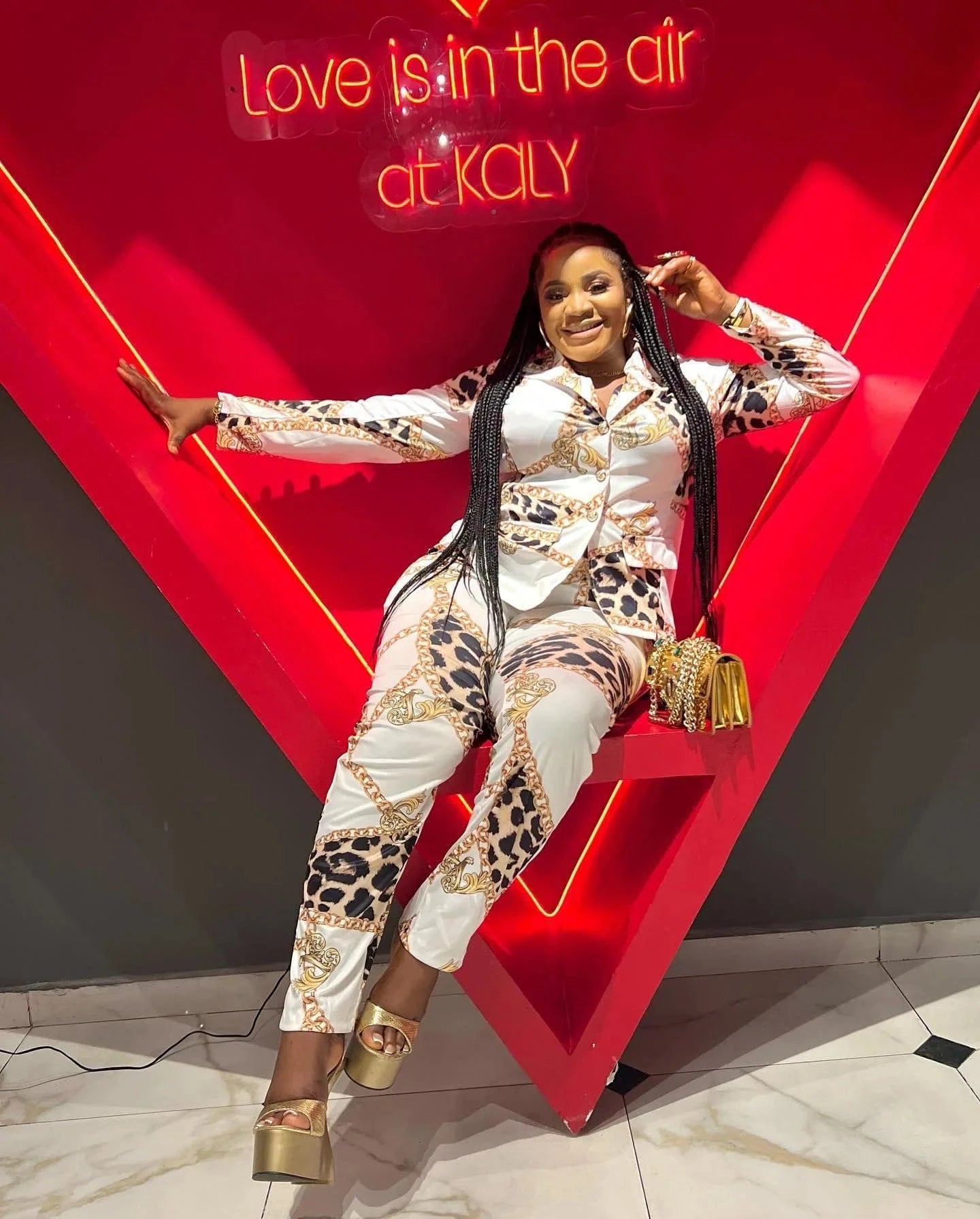 Z167061 Clothes 2024 spring women long sleeve 2 piece sets outfits chain print blazer and pants set for women