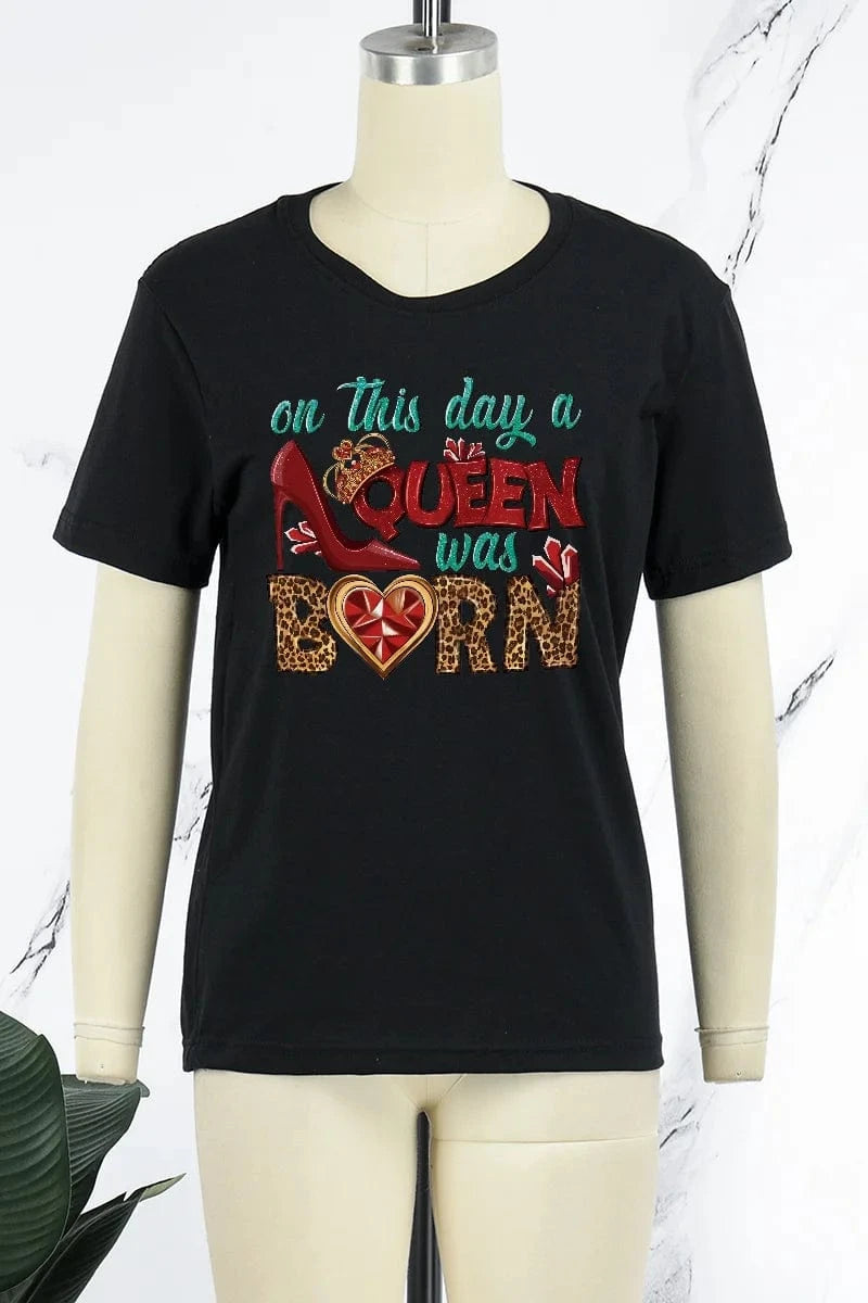 Z185685 2024  new arrivals plus size tshirt  women cotton clothes girl oversized tshirt letter queen born clothes print tee