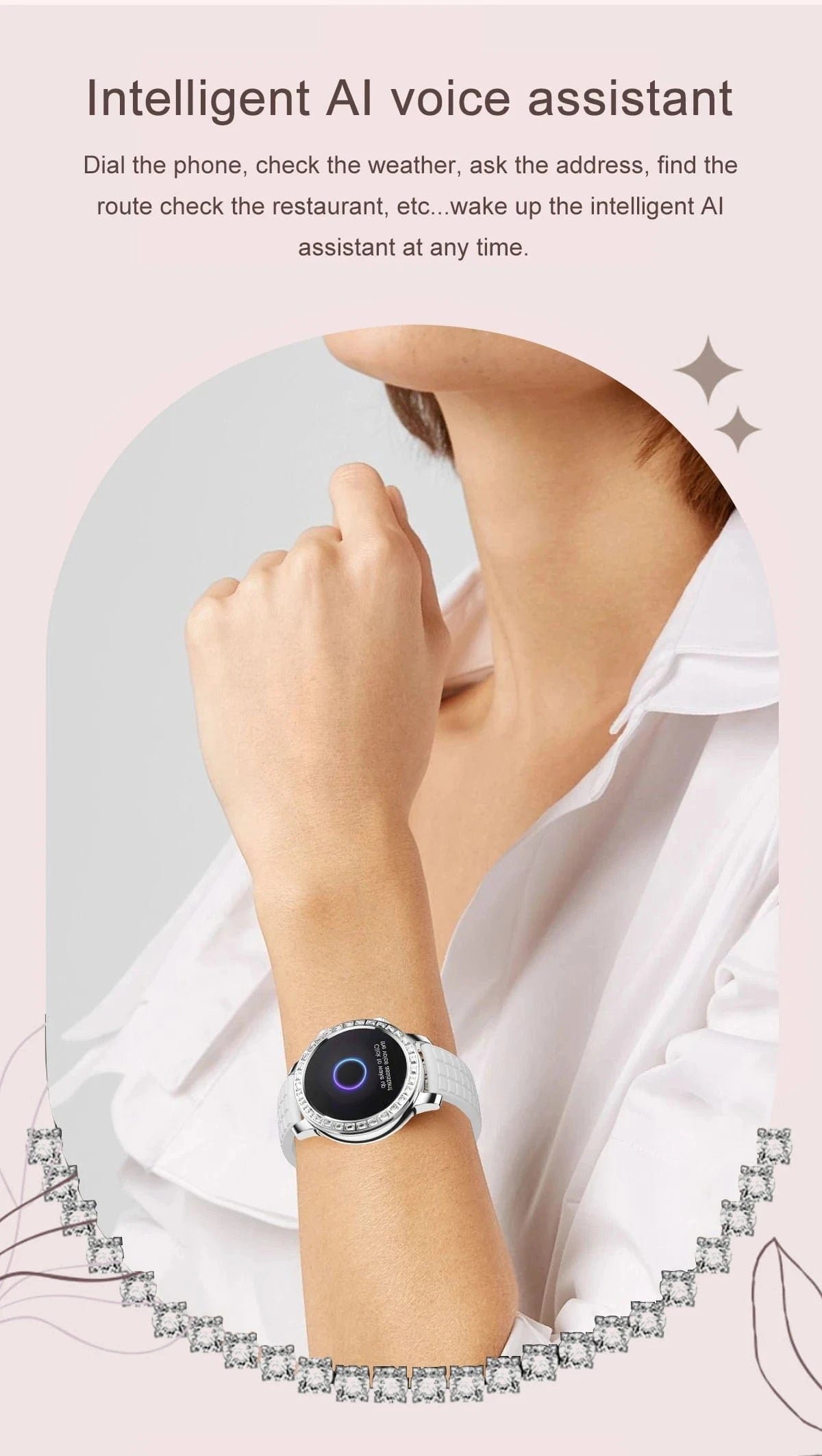 Z95 Mini Women Smart Watch 1.3inch AMOLED Large Screen Bluetooth Call Fashion Lady Wristwatch Sport Fitness Tracker Smartwatch