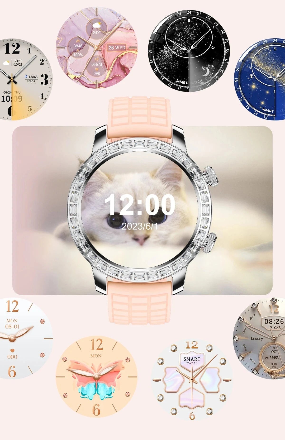 Z95 Mini Women Smart Watch 1.3inch AMOLED Large Screen Bluetooth Call Fashion Lady Wristwatch Sport Fitness Tracker Smartwatch