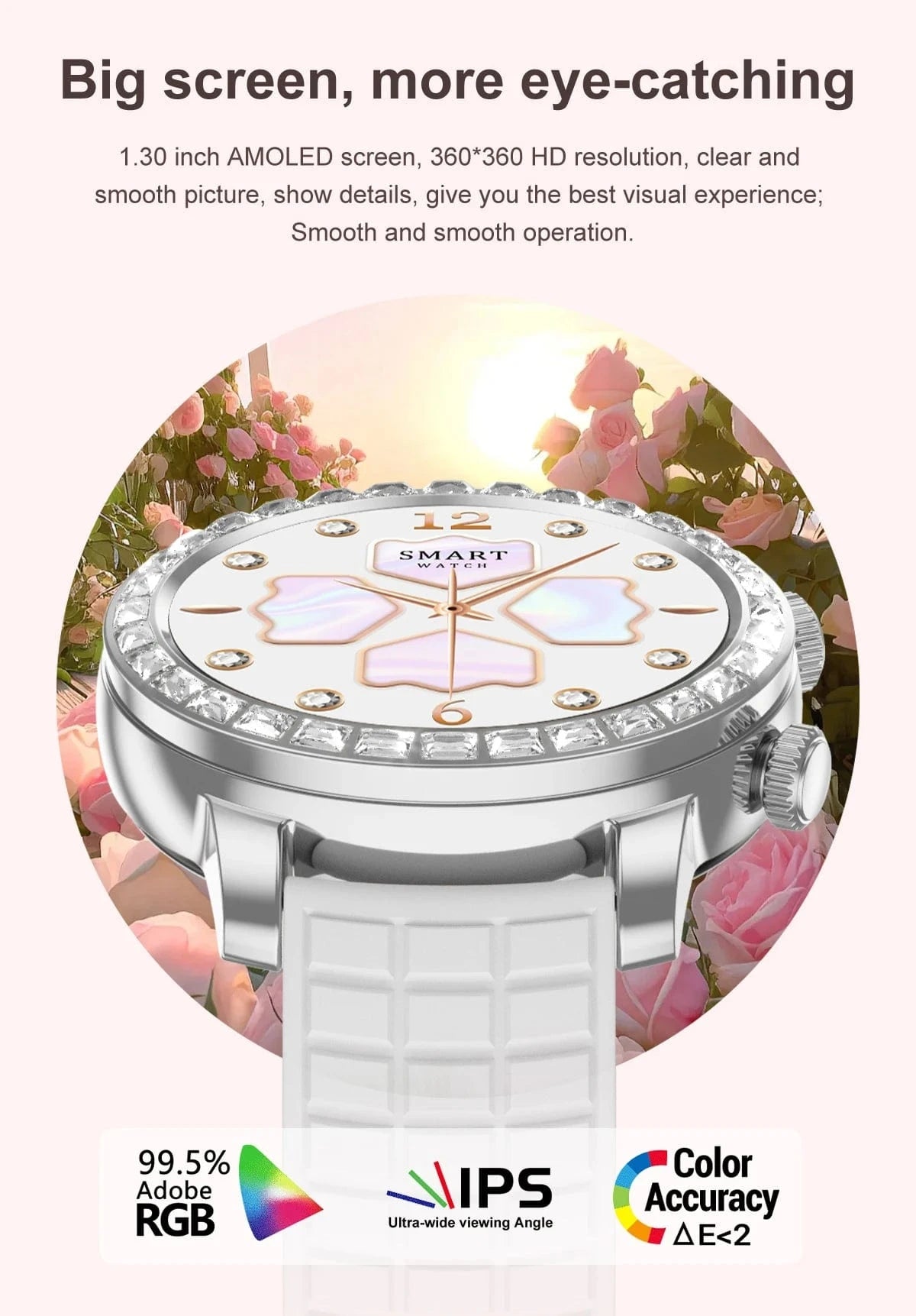 Z95 Mini Women Smart Watch 1.3inch AMOLED Large Screen Bluetooth Call Fashion Lady Wristwatch Sport Fitness Tracker Smartwatch