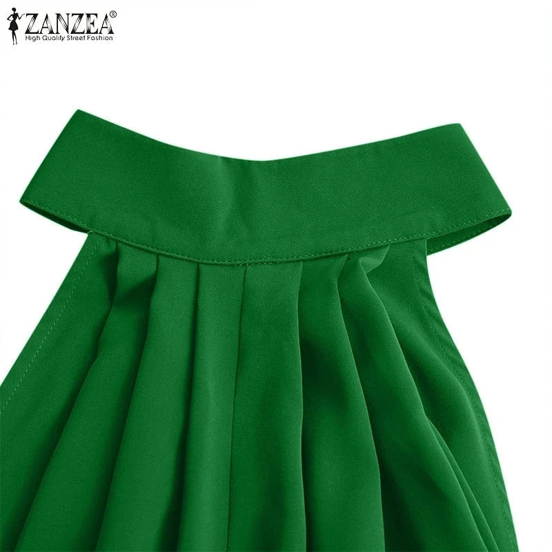 ZANZEA 2024 Summer Women Party Elegant Jumpsuits Wide Leg Rompers Solid Color Wide Leg Playsuits Holiday Chic Sleeveless Overall