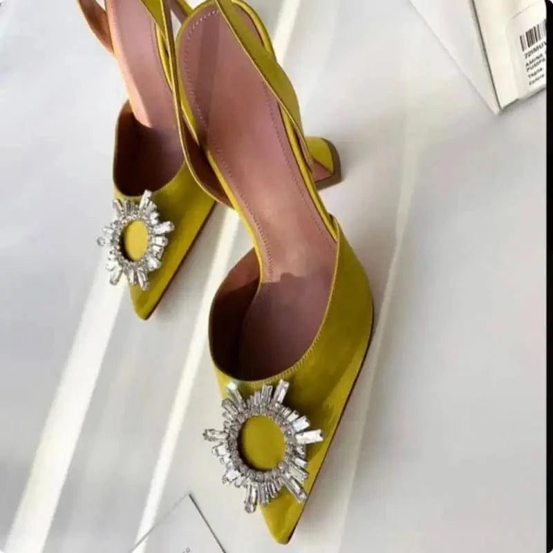 Zapatos De Mujer Elegante Dropshipping Luxury Rhinestone Diamond Kitten Slingback Sandals Shoes Women Heel for Ladies