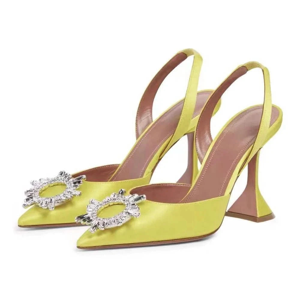 Zapatos De Mujer Elegante Dropshipping Luxury Rhinestone Diamond Kitten Slingback Sandals Shoes Women Heel for Ladies