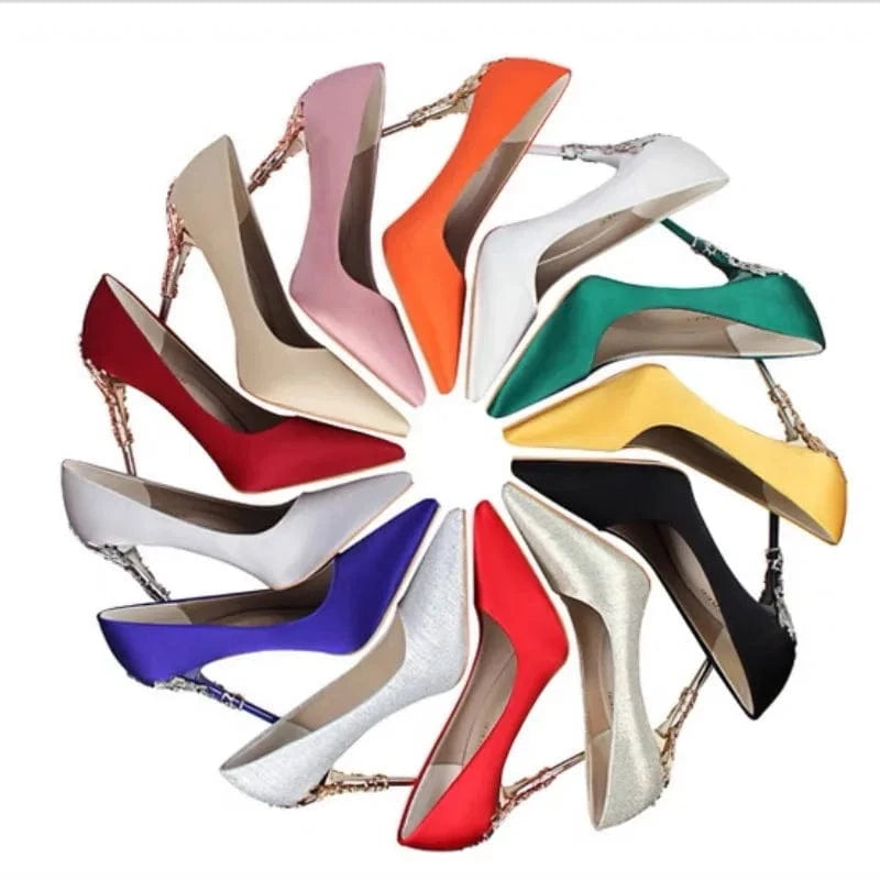 Zapatos Mujer Tacones Fashion Fashion Spike Gold Metal Stiletto New Designer Elegant Pump Heels for Ladies and Women