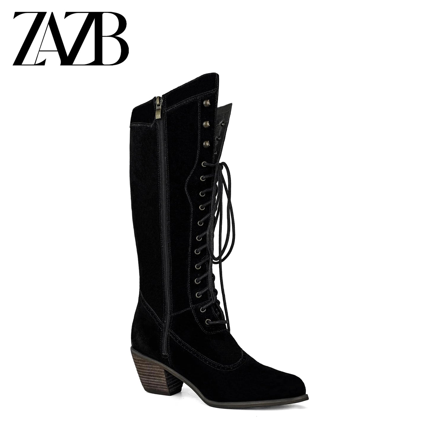 ZAZB Autumn and winter high tube Knee Boots leather Knight boots