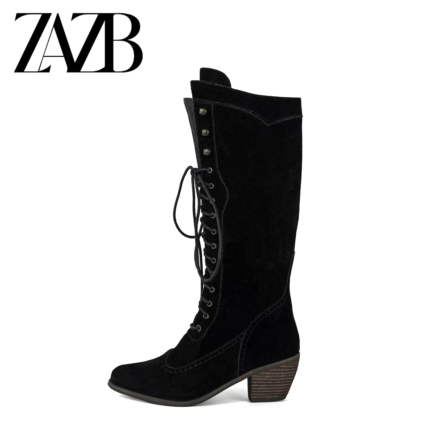 ZAZB Autumn and winter high tube Knee Boots leather Knight boots