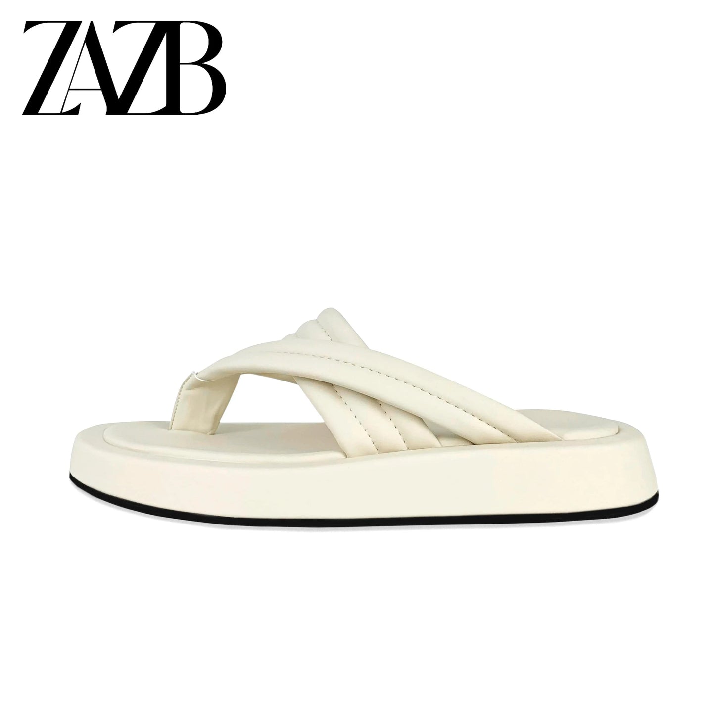 ZAZB brand custom leather beige thick sole slippers for women's slippers wedding dress for women